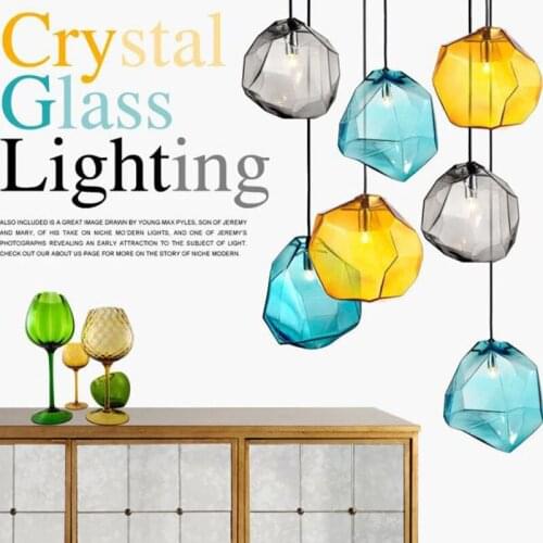 Modern colorful glass pendant light hanging lamp,6 colors G9 led suspension lamp for bar restaurant industrial lighting fixture