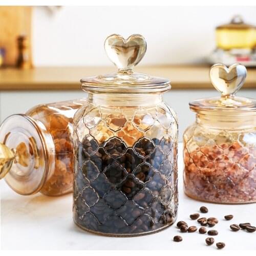 Glass Airtight Jar Bottle Household Transparent with Lid Kitchen Groceries Dried Fruit Storage Jar Kitchen Supplies Vase Deco