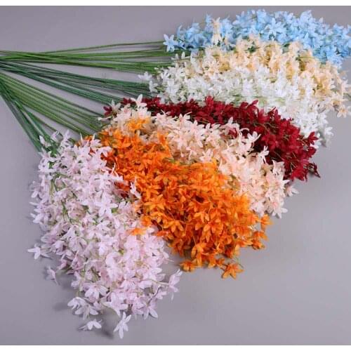 Wedding Events Party Favor 10 Pieces Artificial Flowers Branch Pink Champagne White 110cm Home Art Decor Plastic Orchid