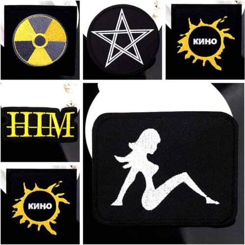 Iron On Patches Badges Embroidered Letter Patches For Clothing Rock Band Patch For Clothes Diy Hippie Punk Skull Stripe Sticker