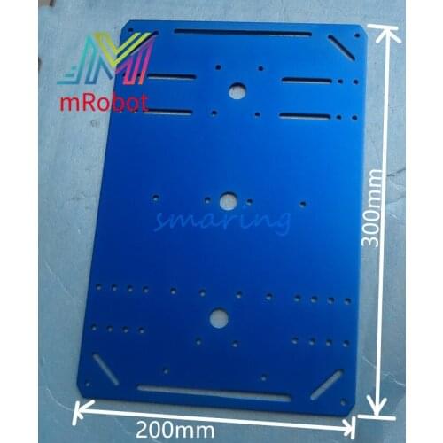 Smart Car Aluminum Alloy Blue Chassis 300mm*200mm*3mm Remote Control Car DIY Robot Chassis Accessory for Toy