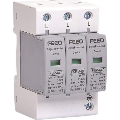 AC SPD 3P 20-40KA 385V Surge Voltage Protection Lightning Protection Over Voltage Protection Device