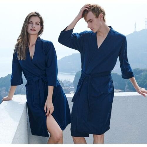 New Waffle Couple Bathrobe Male Female Kimono Japanese Style Nightwear Daily Casual Home Lounge Robe домашняя одежда женская