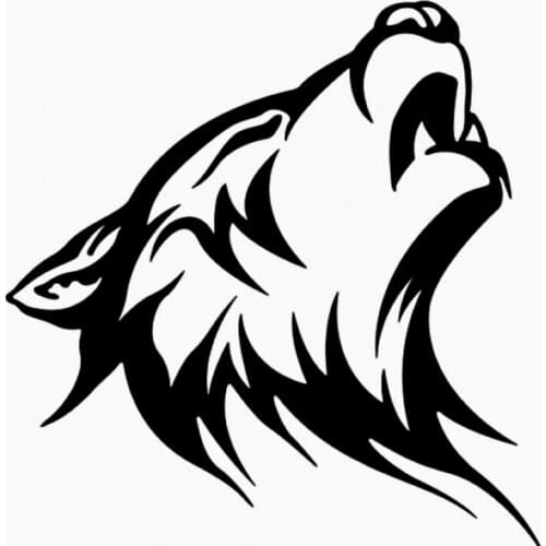 Wolf Car Decals Creative Simple Wolf Head Vinyl Car Stickers Black/Silver CL577