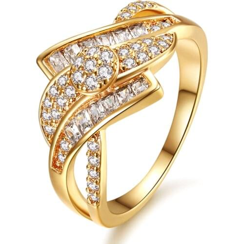 Full AAA zircon diamonds Rings for women gold color fashion luxury jewelry bague bijoux party accessories anillos mujer gift