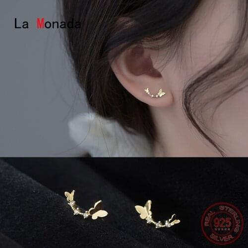 La Monada 925 Sterling Silver Earrings Stud Beautiful Two Butterfly Stud Earrings For Women Silver 925 Fine In Jewelry Stylish