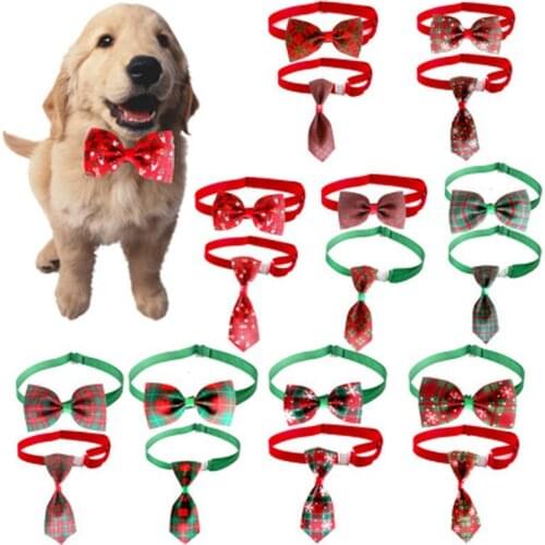 1 Set Christmas Neck Tie Bow Adjustable Cute Cartoon Printed Dog Cat Pet Tie Puppy Toy Grooming Bow Tie Necktie Clothes
