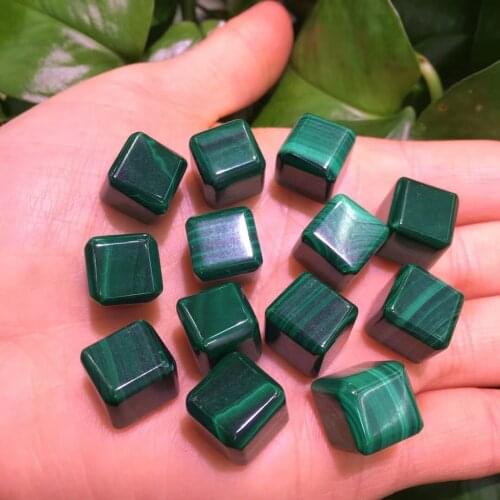 1pcNatural malachite Crystal Mineral Specimen Polished Square Healing Stone Hand Carved Decor