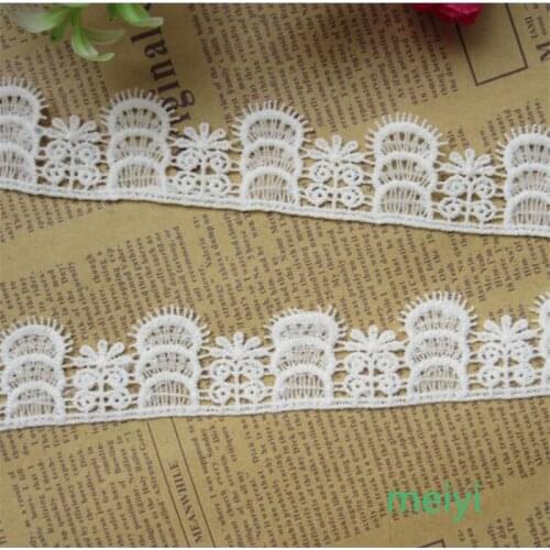1yard White Cotton Eyelash Flower Embroidered Fabric Lace Trim Ribbon Handmade DIY Sewing Supplies Craft For Costume Decoration