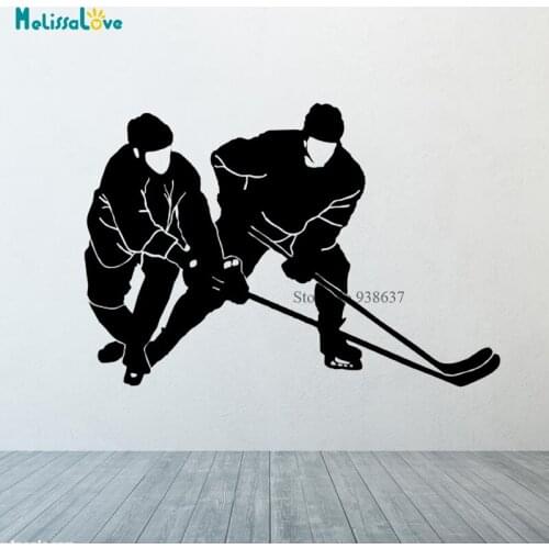 2 Ice hockey players skater sporter sports wall decal wall sticker living room wall decor free shipping CL310