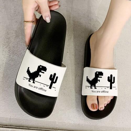 2021 women slippers Summer You Are Offline Funny female Creative Sandals Jurassic offline park womens Comfortable flip flops