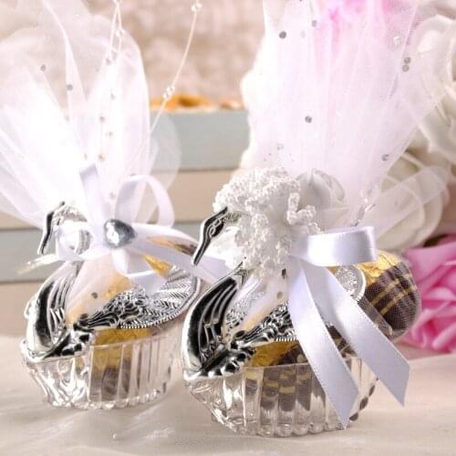 24Pcs New Swan Wedding Favor Boxes Acrylic Candy Boxes Baby Shower Chocolate Box Wedding Gift For Guests Party Birthday Souvenir