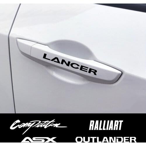 4PCS Car Door Handle Reflective Stickers For Mitsubishi Lancer 10 3 9 EX Outlander 3 ASX L200 Ralliart Competition Accessories