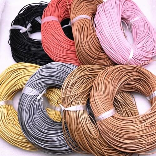 5yards 2.0mm 100% Genuine Leather Round Thong Cord Leather Cord String Rope for Jewelry Making DIY Accessories