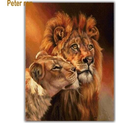 Diamond painting diy Square or Round diamond embroidery full Mosaic cross stitch living room decoration Male and female lion