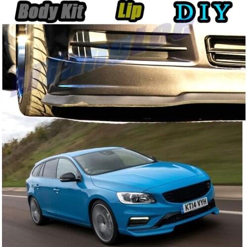 Car Bumper Lip Front Spoiler Skirt Deflector For Volvo V60 2010~2020 Tune Car Modified Body Kit VIP Hella Flush Lips