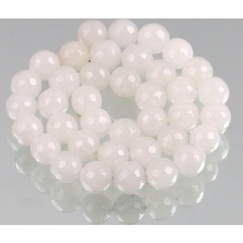 Natural Stone Faceted White Jades Chalcedony Beads Loose Spacer Beads For Jewelry Making DIY Bracelet Necklace 6/8/10mm