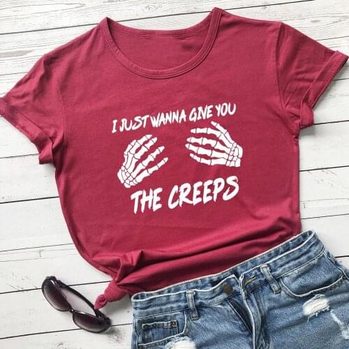 Halloween Skeleton Hand Give You The Creeps T-Shirt 100% Cotton graphic funny unisex tumblr women quote Fashion tshirt top tee