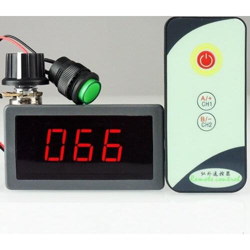 Infrared Remote Control Digital Display DC Motor Governor 6V12V24V PWM Poleless Speed Regulating Switch 5A Controller