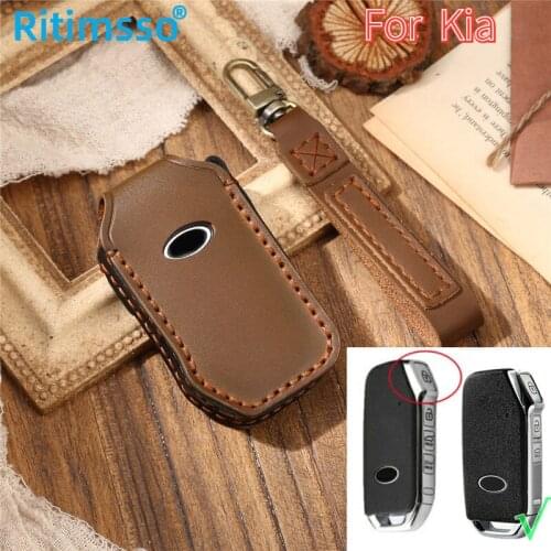 Leather Car Remote Key Case Cover Protective Shell Fob For KIA Sportage R GT Stinger GT Sorento Ceed CD Cerato Forte 2018 2019