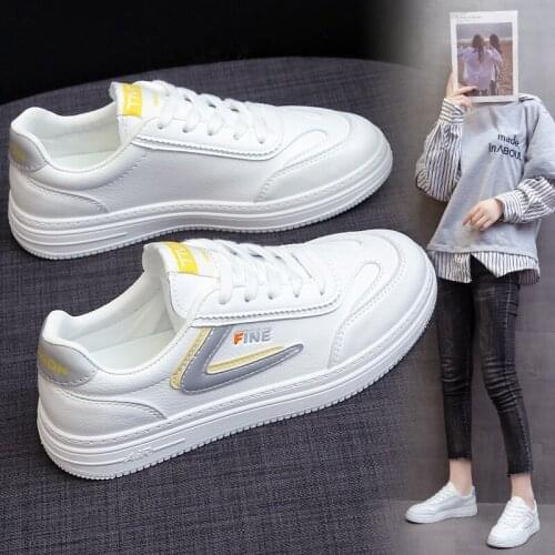 Fashion Shoes Womens Vulcanize Shoes Spring New Casual Classic Solid Color PU Leather Shoes Women Casual White Shoes Sneakers