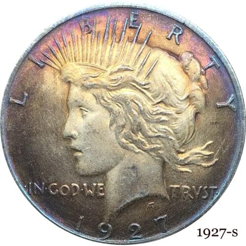 United States Of America US 1927 S Liberty Coin In God We Trust 1 One Peace Dollar Cupronickel Silver Plated Copy Coins