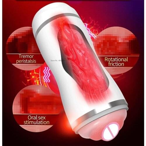 Male Masturbator Anal Vagina Real Pussy Charging Massager Sex Toys For Men Heating Automatic Powerful Sucking Masturbation Cup