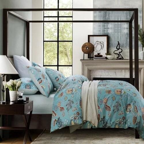 100% Egyptian Cotton 600 TC Queen King Size Beige Blue Printed Colors Flat Sheet Duvet Cover Pillowcases 4 Pieces Set Customize