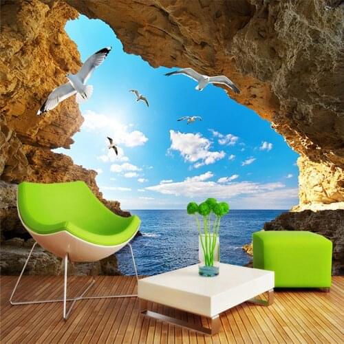 Custom Mural Wallpaper For Wall 3D Stereoscopic Seascape Photo Wall Paper For Living Room Bedroom TV Sofa Backdrop Wall Cover