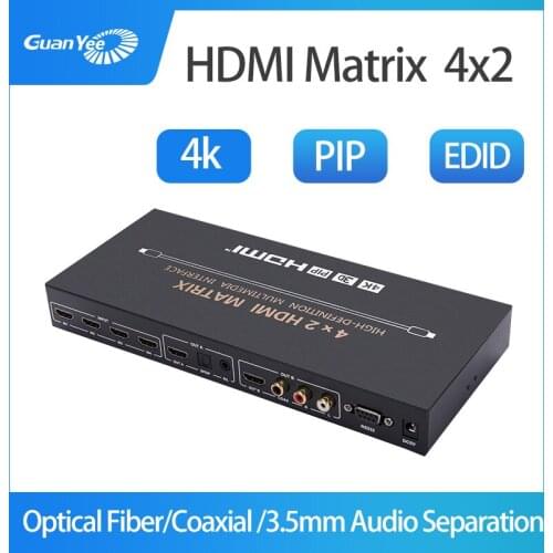 HDMI splitter 4K audio separation video switcher 4x2 matrix support ARC