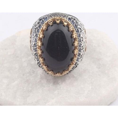 Handmade Mans 925 Silver Black Agate Ring, 925 Silver Ring, Silver Handmade Ring for Man