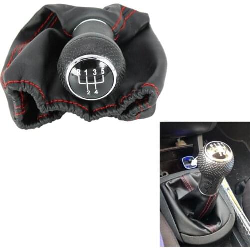 For Seat Ibiza 1996 1997 1998 1999 2000 2001 5 Speed Car Gear Stick Shift Knob With PU Boot Red Line