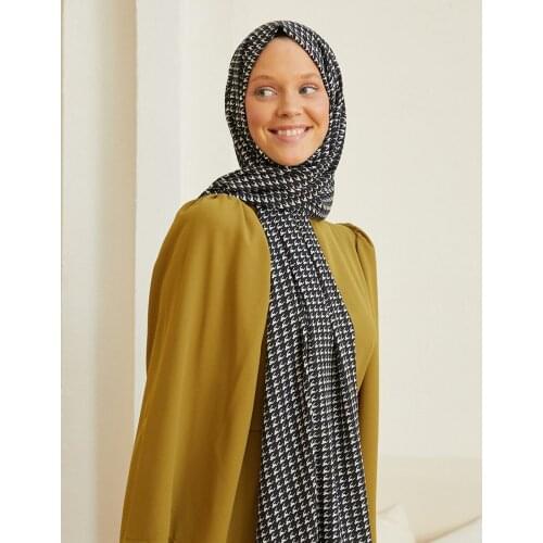 Salland Black and White Crepe Shawl ,Trend Elegant Headscarf Scarf Shawl All Seasons Comfortable Use, Womens Clothing, Accessory, Headscarf, Easy Shape, Flexible Wrinkle-Free Quality Fabric, Hijab, Fashion BW001