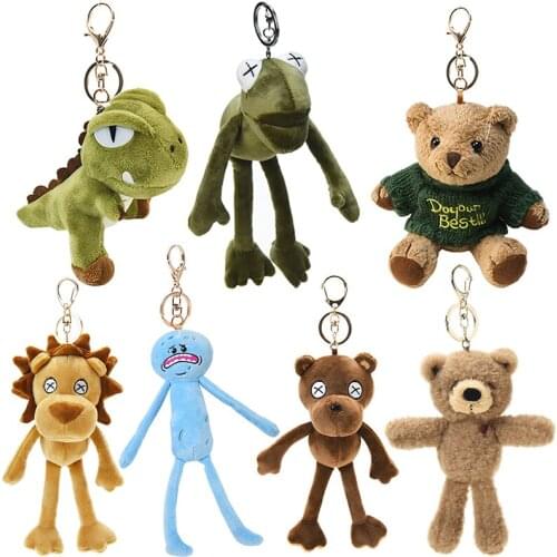Cute Cartoon Animal Plush Toy Keychain Backpack Keychain Long Leg Frog Cat Butt Bear Dinosaur Sleeping Bear Lion Gift To Friend