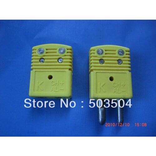 K type thermocouple connector, Male & Femal, Standard size, Yellow color Round Hollow Pin