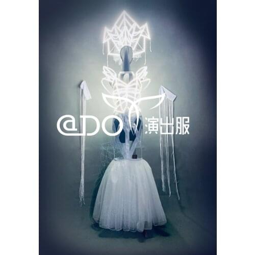 Technology LED luminous costumes goddess GOGO show costume bar nightclub light up stage dance wear