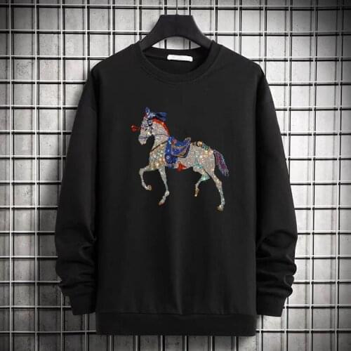 Winter Youth Top Quality Plus Velvet Warm Fabric Mens Sweatshirt Diamond Design Hoodie Fashion Oversized Pullover