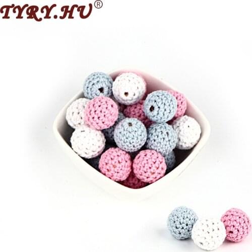 30Pcs Natural Wooden Beads Round 16MM Chewable Tooth Nursing Crochet Beads Baby Teething Teether Toys Baby Shower Gift