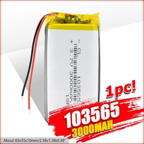 YCDC 3.7V 3000mAh 103565 Lithium polymer Rechargeable Battery For Tablet mobile power charging PSP PAD E-book POS Machine Power