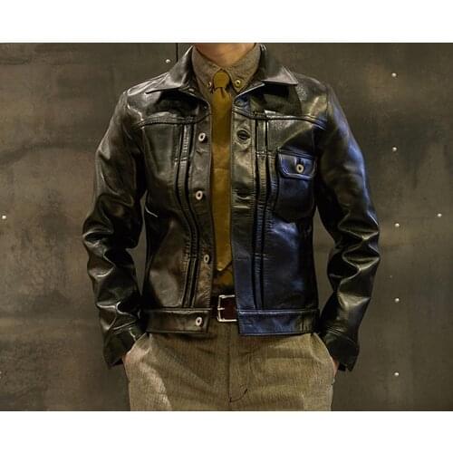 YR!Free shipping.Japan tanning horsehide 506.classic casual style leather jacket,mens vintage genuine leather coat