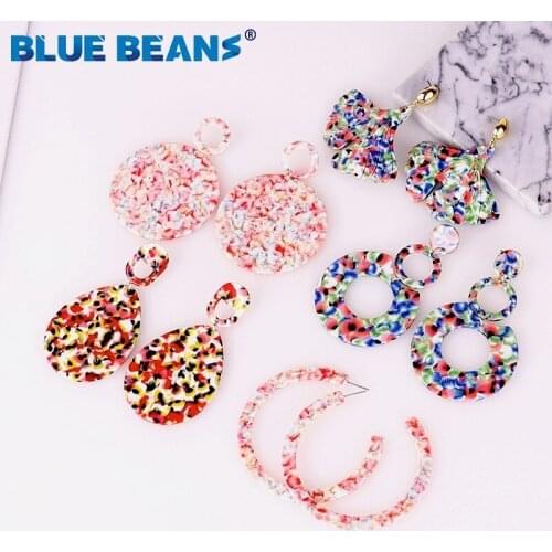 Earrings For Women Boho 2019 Acrylic Statement Bohemian Long Face Drop Earings Geometric Korean Free Shipping Acetate Handmade