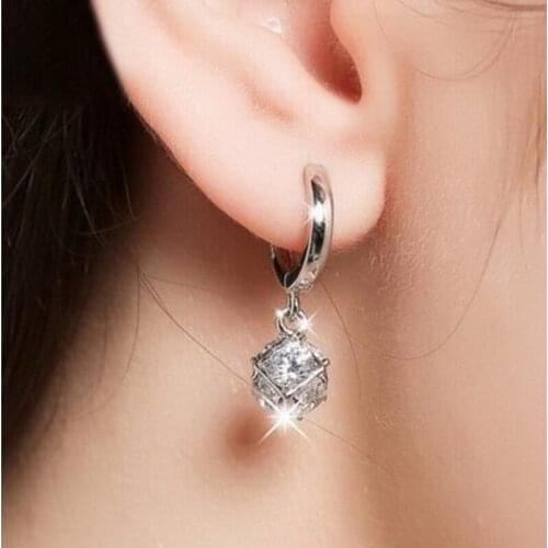 925 Sterling-Silver-Jewelry Crystal Ball AAA CZ Z Stud Earrings For Women Earings Sterling Silver Jewelry VES6085