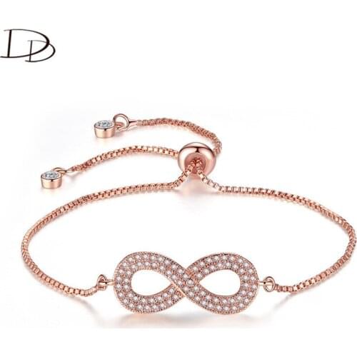 DODO Trendy Rose Gold Color 8 Shape Adjustable Charm Bracelets & Bangles For Women Fashion Jewelry 22 mm Box Chain bileklik B167