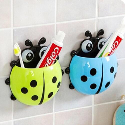 1Pcs Cute Ladybird Beetle Toothbrush Toothpaste Shelves Pencil/Pen Storage Holders & Racks Children Brush Teeth Bathroom Supply