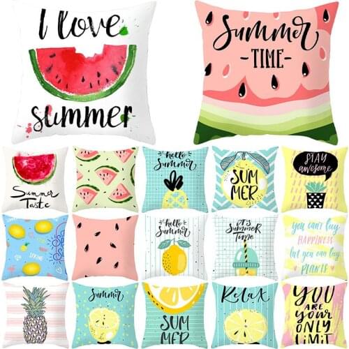 1Pcs Tropical Summer Fruit Pattern Cushion Cover 45x45cm Peach Skin Pillowcase Home Decor Decorative Car Sofa Throw Pillow