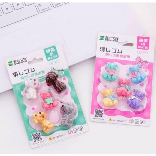 10 set/lot Tactic dog and bear animal blister-card eraser / rubber eraser suit / student eraser/toy children gift
