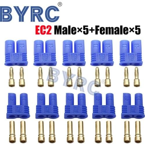10PCS EC2 Connector 2.0mm Male Female Banana Plug with Housing Sheath Bullet RC Parts For Lipo Battery