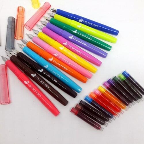 12pcs/set colors sweet office for school 2020 Fountain pen Nib 0.5mm Student supplies cute pens for writing highlighters 3557