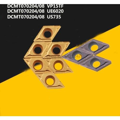 20PCS DCMT070204 DCMT070208 VP15TF UE6020 US735 Carbide insert metal turning tool CNC Lathe Cutting tools Original Blade Tool