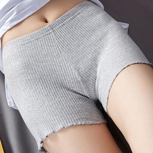 5 Colors Striped Ruffled Agaric Hem Seamless Mid Waisted Pants Stretchy Soft Breathable Solid Women Safety Underwear